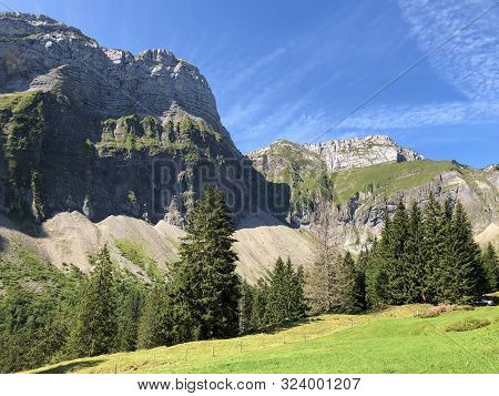 Plattenberg And Schiberg Mountains Above The Oberseetal Valley And In The Glarus Alps Mountain Masif