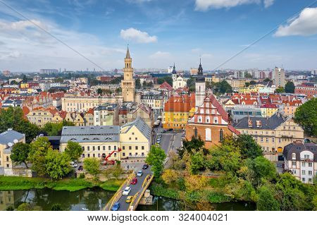 Opole, Poland. Aerial View Of Old Town
