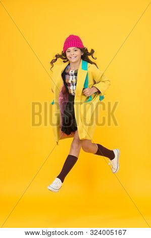 Cool Schoolgirl. Have Fun Charismatic Girl On Yellow Background. Teen Spirit. Rebellious Teen. Stree
