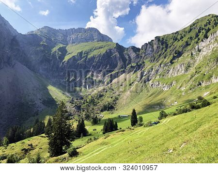 Schiberg And Bockmattlistock Mountains Above The Oberseetal Valley And In The Glarus Alps Mountain M