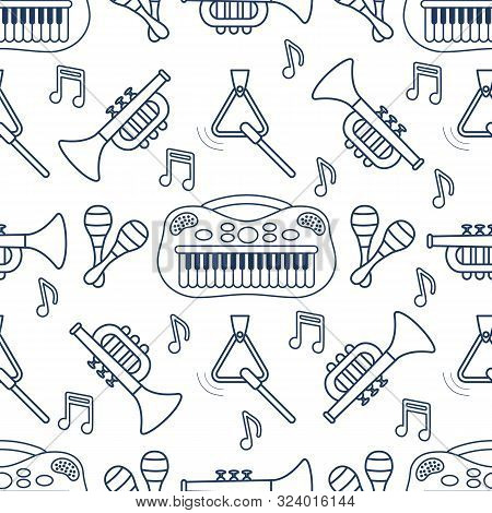 Seamless Pattern Musical Instruments Toys For Kids