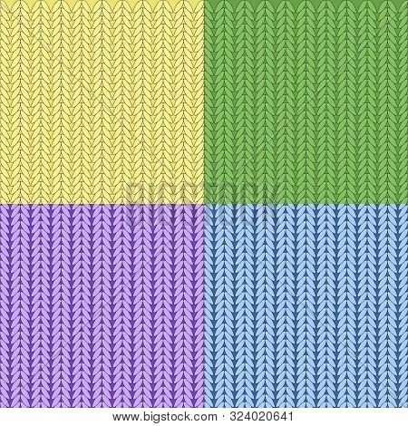 Knitted Texture Geometric Vector Seamless. Carpet Stockinet Ornament. Norwegian Style Seamless Knitt