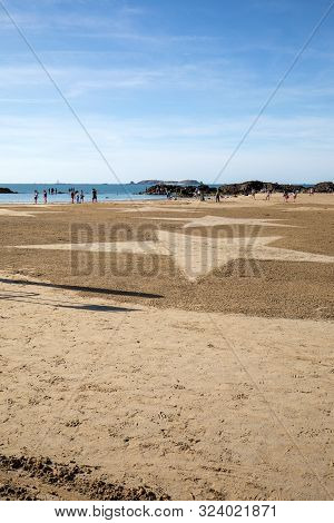 Saint-malo, France - September 15, 2018: The Stars On The Beach In Saint Malo. Brittany, France