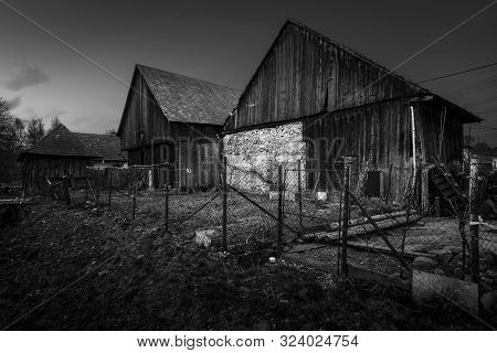 Gardens And  Traditional Barns In Turiec Region, Central Slovakia.