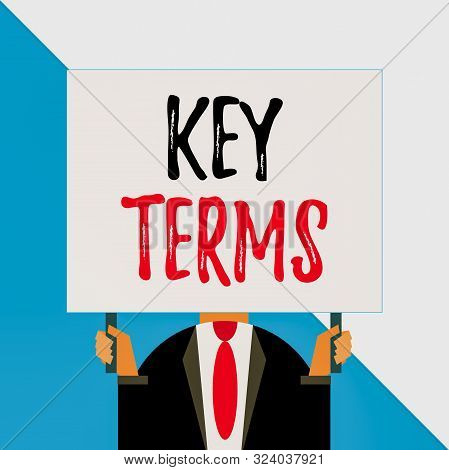 Conceptual Hand Writing Showing Key Terms. Business Photo Showcasing Words That Can Help A Demonstra