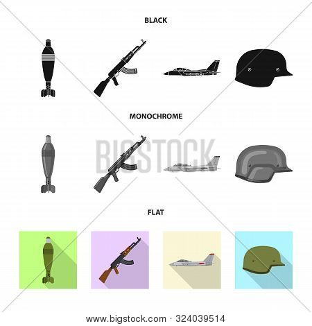 Vector Illustration Of Weapon And Gun Icon. Set Of Weapon And Army Vector Icon For Stock.