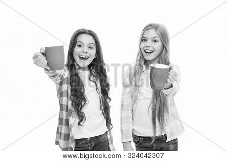 It Is Tea Time. Relaxing With Drink. Tea Break. Children Do Not Drink Enough During School Day. Make