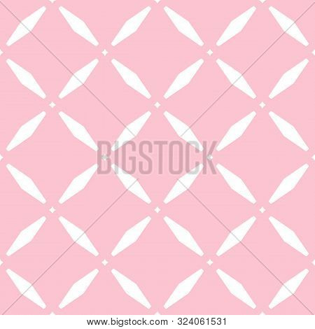 Diamond Grid Pattern. Vector Abstract Geometric Seamless Texture. Subtle Background In Pink And Whit