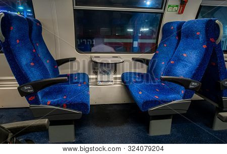 Nahariyya, Israel, September 17, 2019 : Rows Of Armchairs And A Table Near A Window In The Upper Com