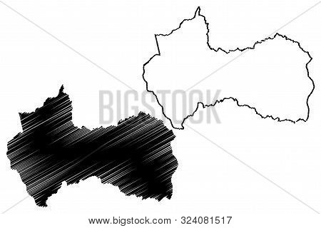 Canindeyu Department (departments Of Paraguay, Republic Of Paraguay) Map Vector Illustration, Scribb