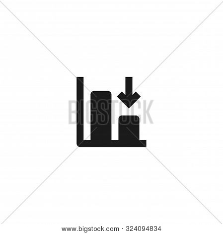 Down Trend Degenerate Bar Chart Icon Design With Falling Down Arrow Symbol. Simple Clean Professiona