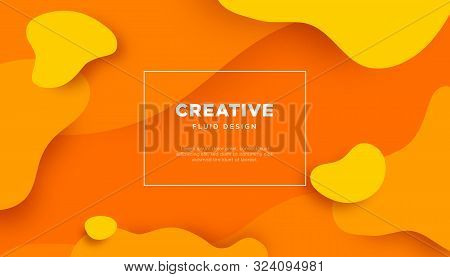 Dynamic Creative Concept Vector Banner. Orange And Yellow Fluid Elements. Bright Fun Illustration Ep