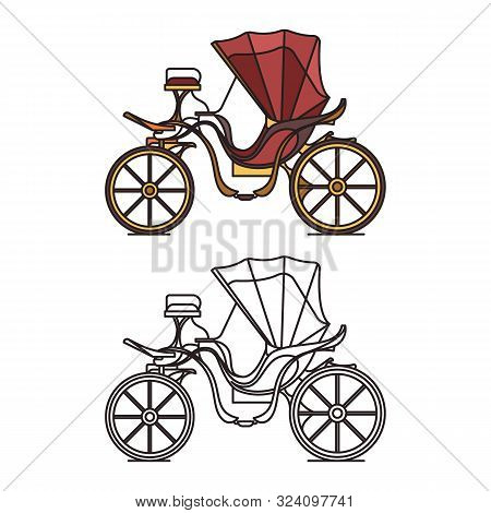 French Vintage Carriage, Retro Buggy For Marriage