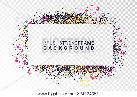 Hand Drawn Grunge Frame Rectangular Shape. Various Colors Splaches With Copy Space. Abstract Artisti