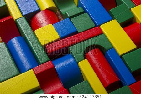 Kids Educational Developing Toys Frame On White Background. Top View. Flat Lay. Copy Space For Text