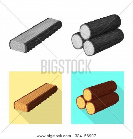 Vector Design Of Tree And Raw Icon. Set Of Tree And Construction Vector Icon For Stock.