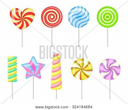 Set Of Multi-colored Lollipops. Vector Illustration On A White Background.