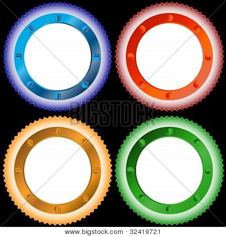 vier bunt Aufkleber