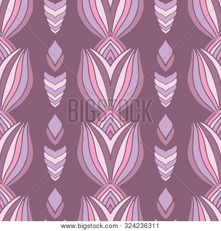 Bold Overlapping Floral Rows Abstract Vector Repeat Pattern