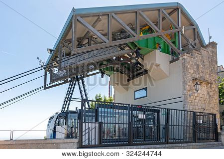 Cable Car At Upper Funivia Station In San Marino