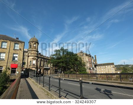 A View Of The Town Of Sowerby Bridge From The Bridge Crossing The River Calder