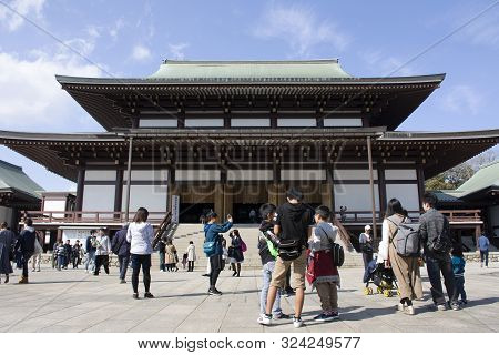 Japanese People And Foreign Travelers Walking Visit And Praying God Angel In Great Pagoda Of Naritas
