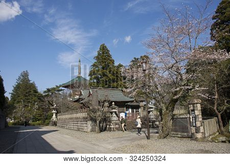 Japanese People And Foreign Travelers Walking Visit And Praying God Angel In Great Pagoda Of Naritas