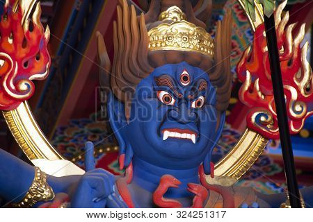 Fudo Myoo Statue Or Acala In Daitou Or Great Peace Pagoda For Japanese People Visit And Praying Of N