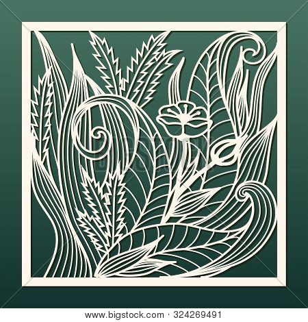 Laser Cut Panel Template, Anstract Floral Pattern. Stencil For Wood Or Metal Cutting, Carving, Paper