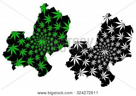 Edo State (subdivisions Of Nigeria, Federated State Of Nigeria) Map Is Designed Cannabis Leaf Green 