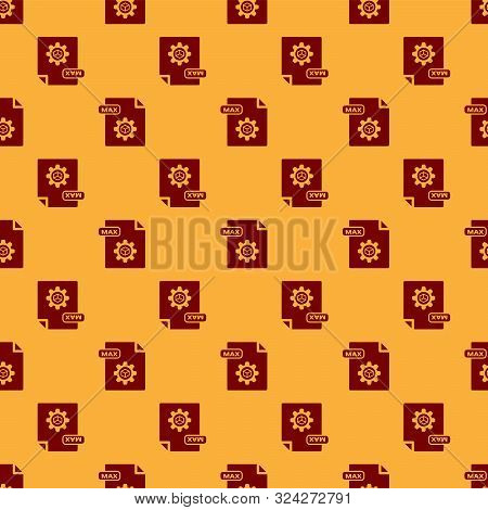 Red Max File Document. Download Max Button Icon Isolated Seamless Pattern On Brown Background. Max F