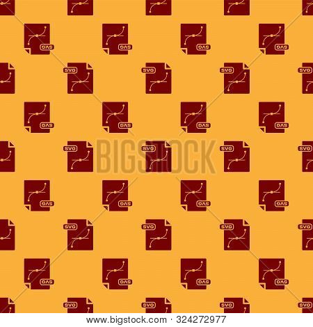 Red Svg File Document. Download Svg Button Icon Isolated Seamless Pattern On Brown Background. Svg F