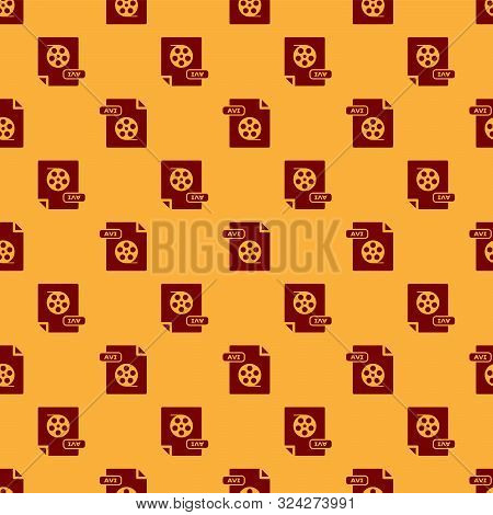 Red Avi File Document. Download Avi Button Icon Isolated Seamless Pattern On Brown Background. Avi F