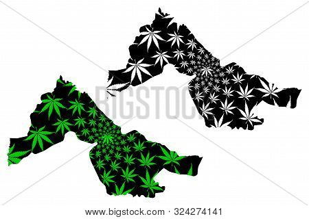 Kwara State (subdivisions Of Nigeria, Federated State Of Nigeria) Map Is Designed Cannabis Leaf Gree