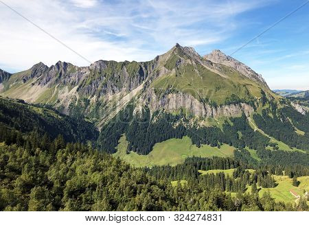 Turner, Diethelm And Wyss Rossli Mountains Above The Wagital Valley (waegital Or Wägital) And Alpine
