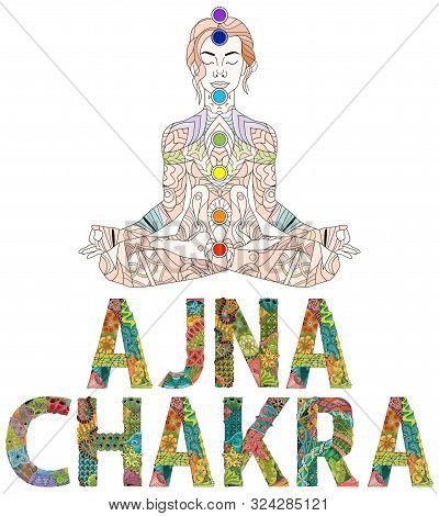Ajna Chakra. Vector Zentangle Object For Decoration