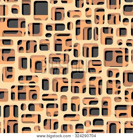 Abstract Seamless Background Of Sheet Perforating Layers And Many Quadrangular Holes With Shadows On