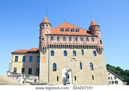 Lausanne, Switzerland - August 11, 2019: Chateau Saint-maire, A Castle That Serves As The Seat Of Th