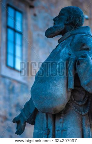 Monument on Plastovy Bridge at castle of Cesky Krumlov