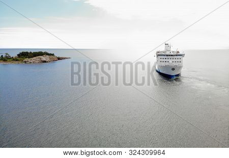 Grisslehamn, Sweden - Jul 03, 2019: Passenger Ferry On The Sea In Traffic Beteen Aland And Grissleha
