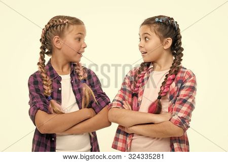 Friendship Support And Trust. Sisterhood Goals. Sisters Together Isolated White Background. Sisterly