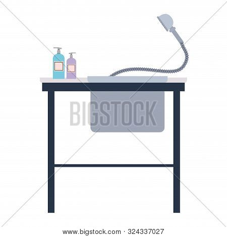 Beauty Salon Head Restraint With Equipment Vector Illustration Design