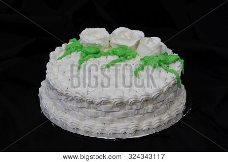 Homemade Delicious Taart With Cream. Birthday Cake. Dessert.