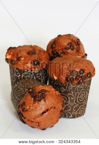Homemade Delicious Muffin With Cocolate Chips. Dessert.
