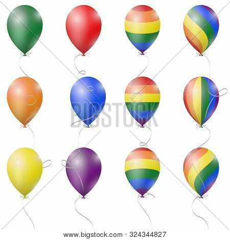 Realistic 3d Inflatable Air Balloon In Colorful Rainbow Lgbt Pride Gradient Flag Colors, Festive Sto
