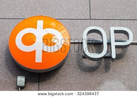 Kouvola, Finland - 22 September, 2019: Op-pohjola Group Bank Sign On The Wall Of Bank Office.