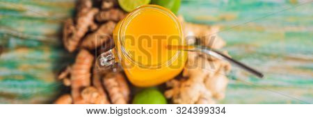 Drink Jamu. Indonesian Traditional Drink In Bali Banner, Long Format