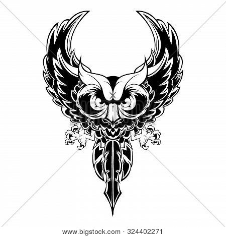 Black And White Predatory Owl Tattoo Art