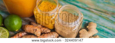 Drink Jamu. Indonesian Traditional Drink In Bali Banner, Long Format