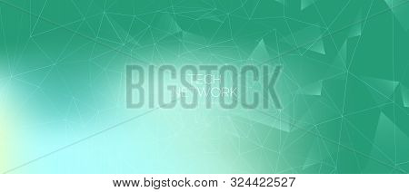 Gradient Technology Business. Data Stream. Green Depth Network. Magic Triangular Background. Technol